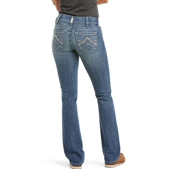 Ariat Women's R.E.A.L. Icon Mid Rise Straight Leg Jeans 33x30 - Picture 2 of 15